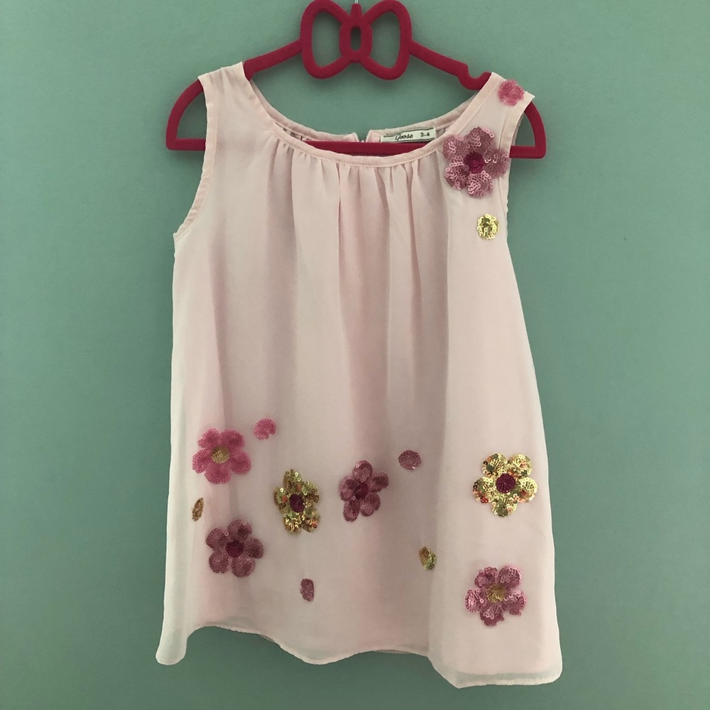 Pink sequin flower dress